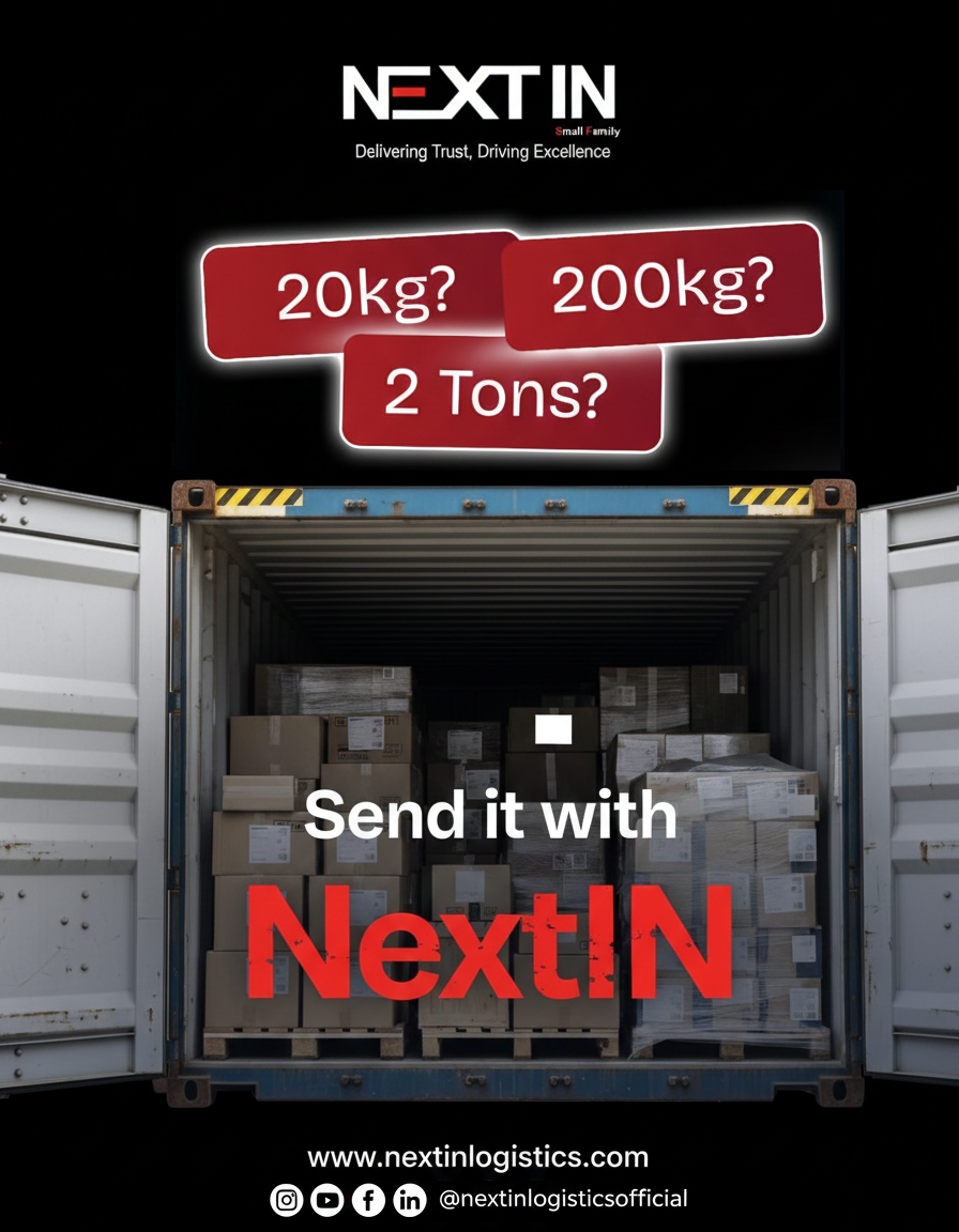 From 20kg to 2 tons and beyond, Send it with Nextin Logistics.